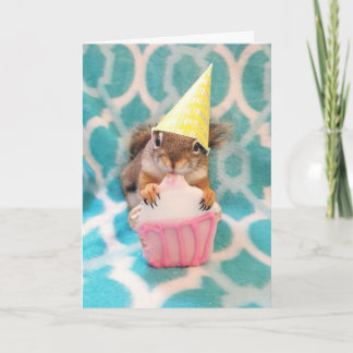 Cartão Happy Birthday, squirrel friend.