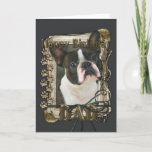 Cartão Happy Birthday - Stone Paws - Boston Terrier - Dad<br><div class="desc">What could say Happy Birthday better than this Boston Terrier Dog helping you to celebrate!</div>