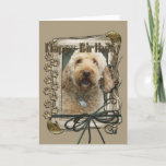 Cartão Happy Birthday - Stone Paws - GoldenDoodle<br><div class="desc">What could say Happy Birthday better than this GoldenDoodle Dog helping you to celebrate!</div>