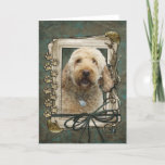 Cartão Happy Birthday - Stone Paws - GoldenDoodle<br><div class="desc">What could say Happy Birthday better than this GoldenDoodle Dog helping you to celebrate! How would you enjoy a day with your friends and their fur-babies? Have a fun day and earn a FREE Gift! Pick a date and an area at your home where I can set up a photo...</div>