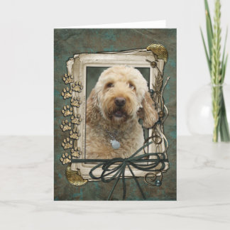 Cartão Happy Birthday - Stone Paws - GoldenDoodle
