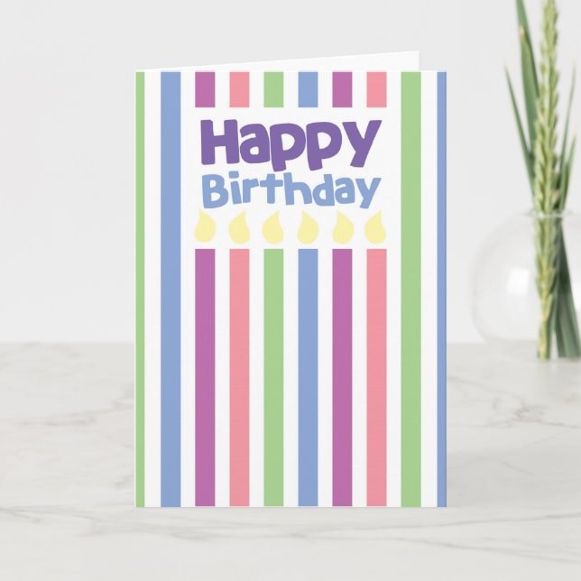Cartão Happy Birthday stripey card (Frente)