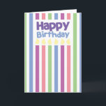 Cartão Happy Birthday stripey card<br><div class="desc">Happy Birthday stripey card</div>