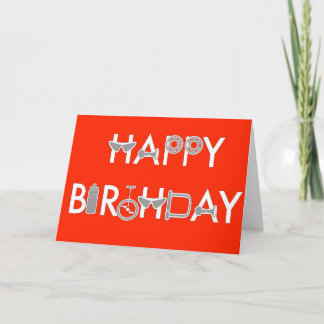 Cartão Happy Birthday Stylized With Bike Parts