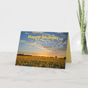 Cartão Happy Birthday Sunflowers at Sunset
