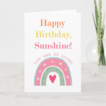 Cartão Happy Birthday Sunshine you are so loved rainbow<br><div class="desc">Very sunny and ha[[y birthday card! From silly jokes to serious romantic statements, MiKa Art Zazzle shop has something for everyone. Canadiana, Japanese gifts, jewelry, cases for electronic devices, fun buttons, mug cups, ornaments, cards and posters….. Please take some time and look around. You may even find something you didn't...</div>