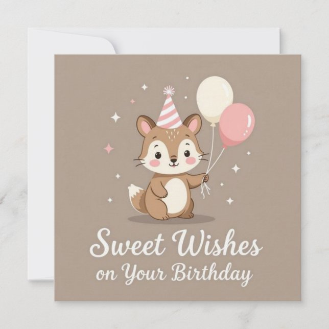 Cartão Happy birthday sweet wishes on your birthday  (Frente)