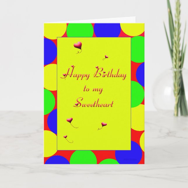 Cartão Happy Birthday Sweetheart (Frente)