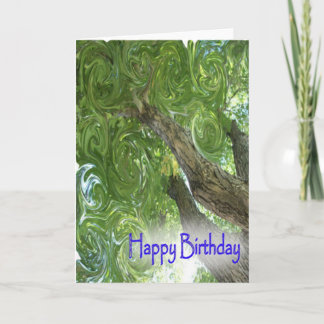 Cartão Happy Birthday-swirling leaves