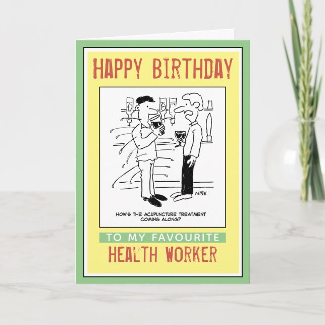 Cartão Happy Birthday to a Health Worker (Frente)