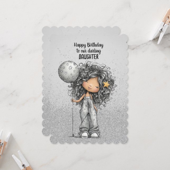 Cartão Happy Birthday to our Darling Daughter  (Frente/Verso In Situ)