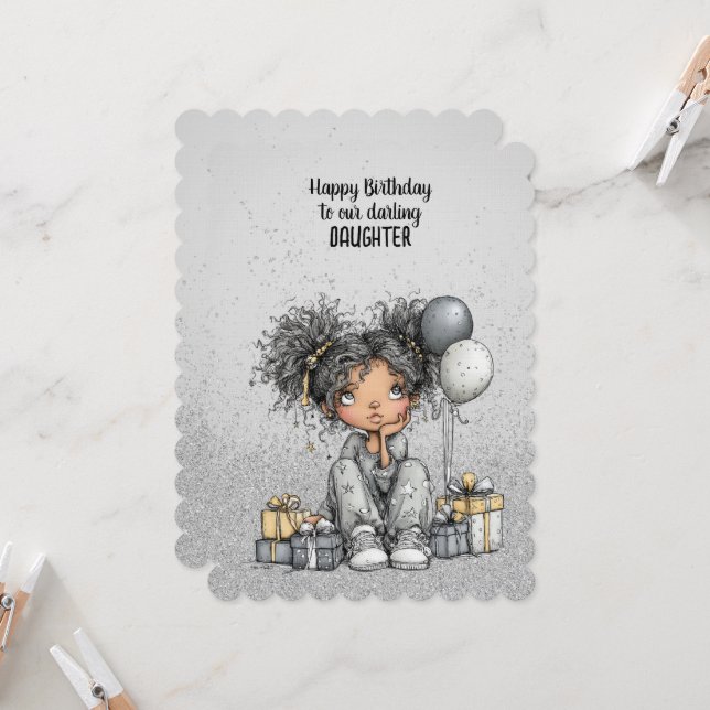 Cartão Happy Birthday to our Darling Daughter  (Frente/Verso In Situ)