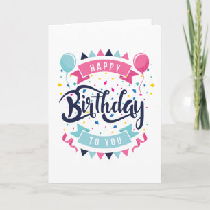 Cartão Happy birthday to you confetti and bunting