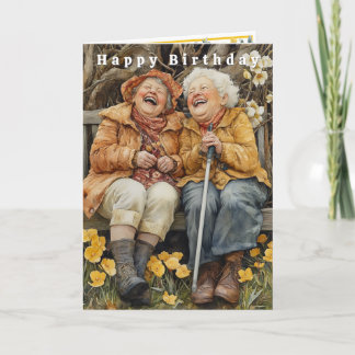 Cartão Happy Birthday Two Funny Laughing Ladies 