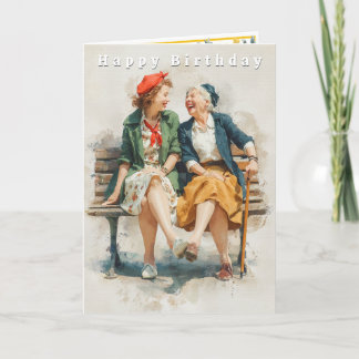 Cartão Happy Birthday Two Funny Laughing Ladies 
