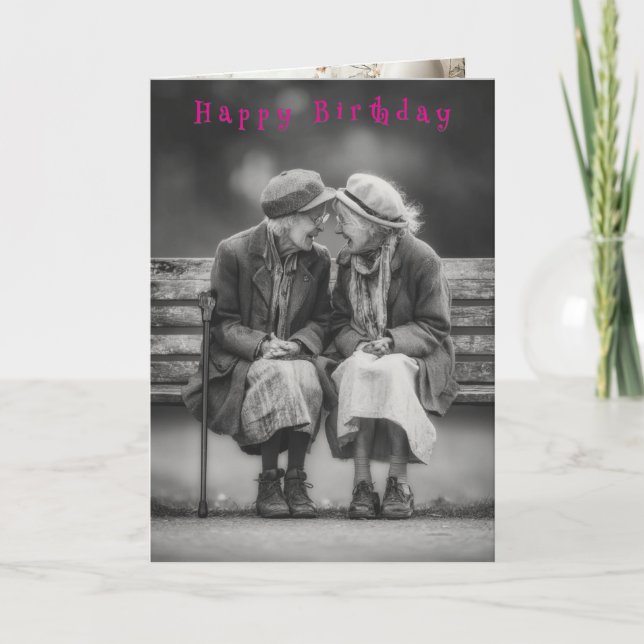 Cartão Happy Birthday Two Funny Laughing Ladies  Card (Frente)