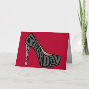 Cartão Happy Birthday Typography High Heel Greeting Card