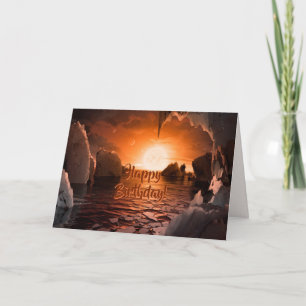 Cartão Happy Birthday - View from Trappist-1f Exoplanet