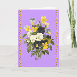 Cartão Happy Birthday Violets Botanical Flowers