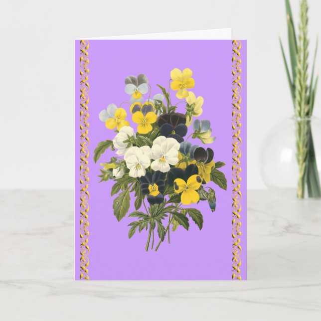Cartão Happy Birthday Violets Botanical Flowers (Frente)