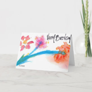 Cartão Happy Birthday Watercolor / Flower