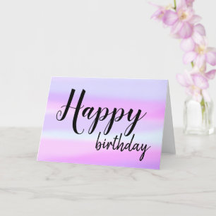 Cartão Happy Birthday Watercolor Wash Brush Script