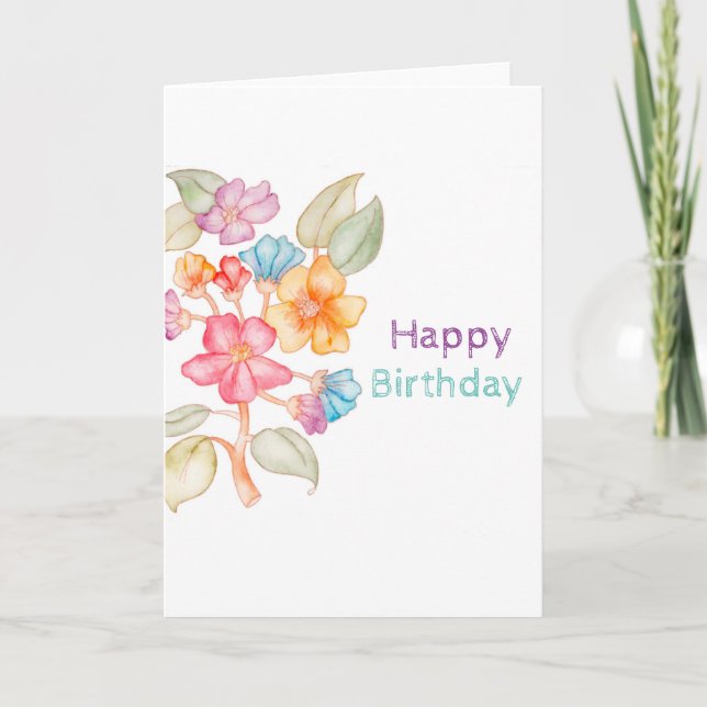 Cartão Happy Birthday watercolour greeting card (Frente)