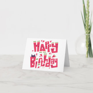 Cartão Happy Birthday watermelon cat card