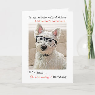 Cartão Happy Birthday, Westie With Glasses, Personalize