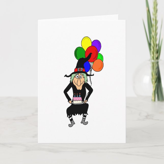 Cartão Happy Birthday Witch Greeting Card (Frente)