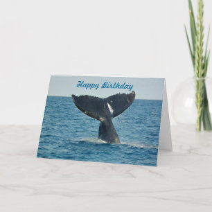 Cartão Happy Birthday with a whale's tail and custom text