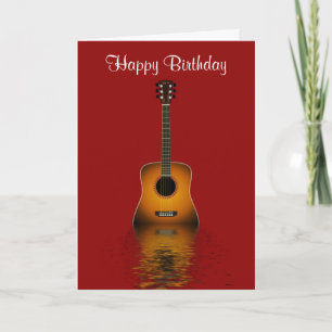 Cartão Happy Birthday with acoustic guitar for musician