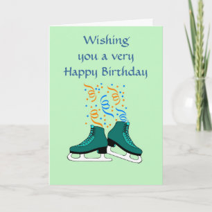 Cartão Happy Birthday with iceskates and ribbons