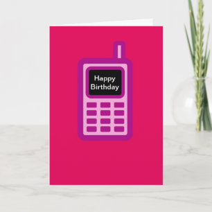 Cartão Happy Birthday with pink cell phone