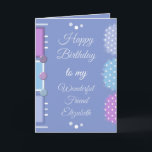Cartão Happy Birthday wonderful friend purple<br><div class="desc">Personalize this Birthday Card for your wonderful Friend.
Designed in purple,  blue,  lilac and white.
Wishing you a birthday as beautiful and lovely as you.
Remember to make a wish.</div>
