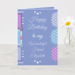 Cartão Happy Birthday wonderful friend purple<br><div class="desc">Personalize this Birthday Card for your wonderful Friend.
Designed in purple,  blue,  lilac and white.
Wishing you a birthday as beautiful and lovely as you.
Remember to make a wish.</div>