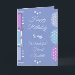 Cartão Happy Birthday wonderful friend purple<br><div class="desc">Personalize this Birthday Card for your wonderful Friend.
Designed in purple,  blue,  lilac and white.
Wishing you a birthday as beautiful and lovely as you.
Remember to make a wish.</div>