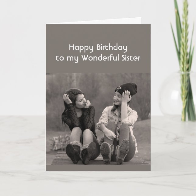 Cartão Happy Birthday Wonderful Sister Inspirational (Frente)