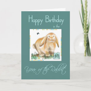 Cartão Happy Birthday-Year of Rabbit/Hare