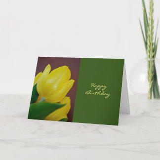 Cartão Happy Birthday Yellow Tulip Flower