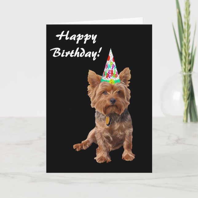 Cartão Happy Birthday Yorkshire Terrier Birthday Card (Frente)
