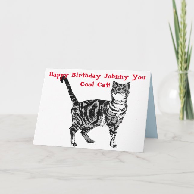 Cartão Happy Birthday You Cool Tabby Cat Birthday Mens (Frente)