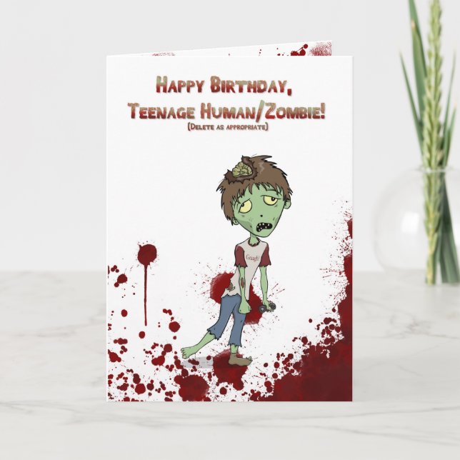 Cartão Happy Birthday zombie teenager (Frente)