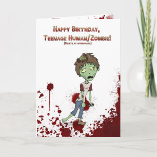 Cartão Happy Birthday zombie teenager