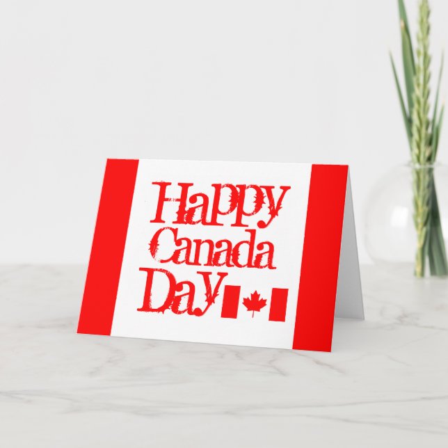 Cartão Happy Canada Day card with canadian flag (Frente)