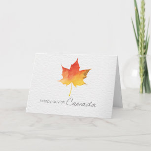 Cartão Happy Canada Day watercolor maple leaf