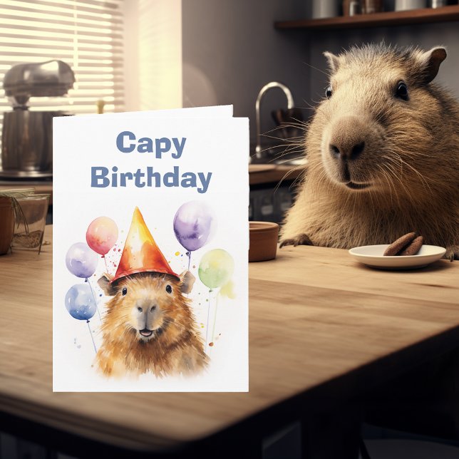 Cartão Happy Capy Birthday Capybara (Criador carregado)