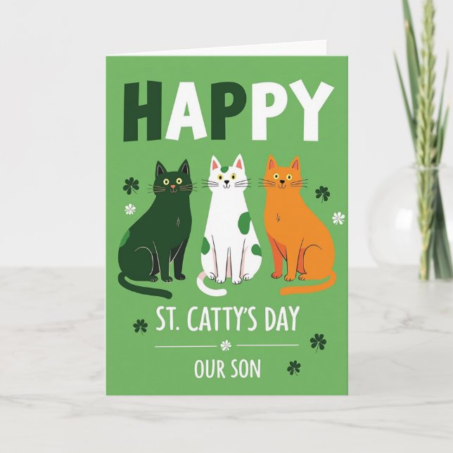 Cartão Happy Cat St Cattys Day Son Card (Frente)