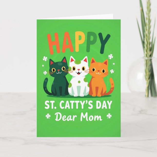 Cartão Happy Cat St Pattys Day Mom Card (Frente)