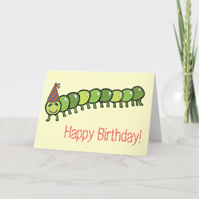 Cartão Happy Caterpillar Illustration (Frente)